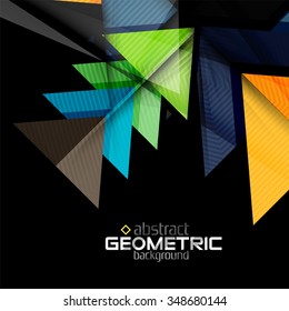 Vector color geometric shapes on black background. Illustration