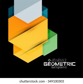 Vector color geometric shapes on black background. Illustration