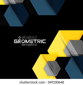 Vector color geometric shapes on black background. Illustration
