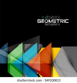 Vector color geometric shapes on black background. Illustration