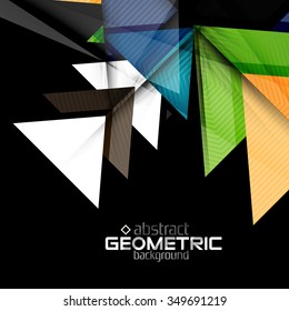 Vector color geometric shapes on black background. Illustration
