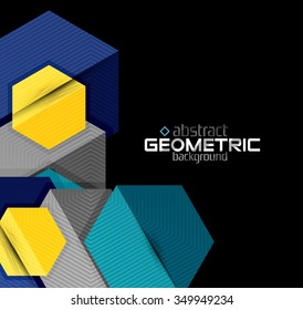 Formas geométricas de color vectorial sobre fondo negro. Ilustración