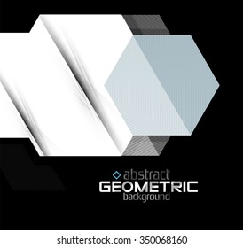 Vector color geometric shapes on black background. Illustration