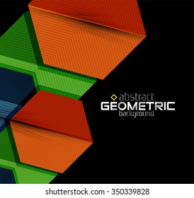 Vector color geometric shapes on black background. Illustration