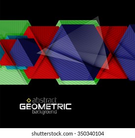 Vector color geometric shapes on black background. Illustration