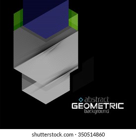 Vector color geometric shapes on black background. Illustration