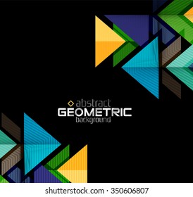 Formas geométricas de color vectorial sobre fondo negro. Ilustración