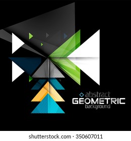 Formas geométricas de color vectorial sobre fondo negro. Ilustración