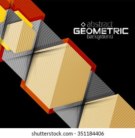Vector color geometric shapes on black background. Illustration