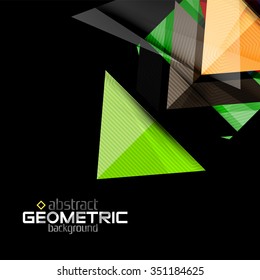 Formas geométricas de color vectorial sobre fondo negro. Ilustración