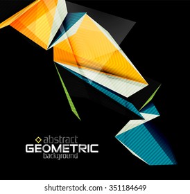 Vector color geometric shapes on black background. Illustration