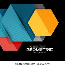 Formas geométricas de color vectorial sobre fondo negro. Ilustración