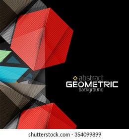 Vector color geometric shapes on black background. Illustration