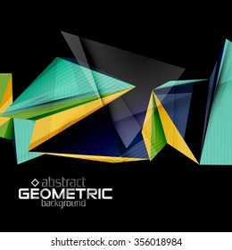 Formas geométricas de color vectorial sobre fondo negro. Ilustración