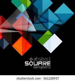 Vector color geometric shapes on black background