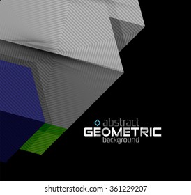 Vector color geometric shapes on black background
