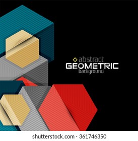 Vector color geometric shapes on black background