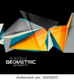 Vector color geometric shapes on black background