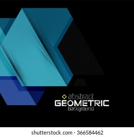 Vector color geometric shapes on black background