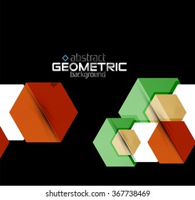 Vector color geometric shapes on black background