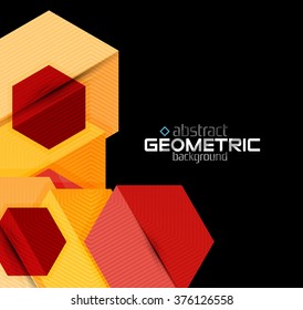 Vector color geometric shapes on black background