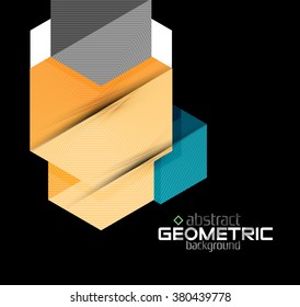 Vector color geometric shapes on black background