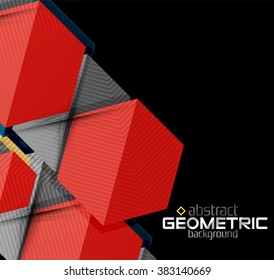 Vector color geometric shapes on black background