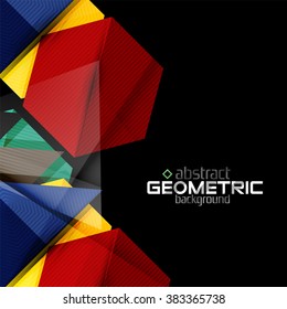 Vector color geometric shapes on black background