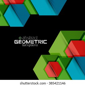 Formas geométricas de color vectorial en fondo negro