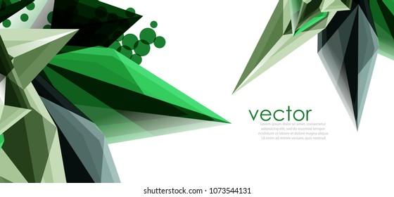 Vektorfarbglas-Kristalle auf weißem Hintergrund, abstrakte geometrische Zusammensetzung mit Glasgemeinen und Kopienraum, Hintergrundvorlage