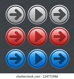 Vector color glossy buttons with arrows