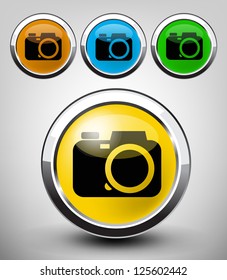 vector color glossy camera icon set for web applications