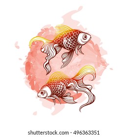 Vector Color Goldfish Illustration