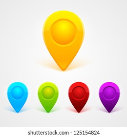 Vector color GPS pin icons for infographic