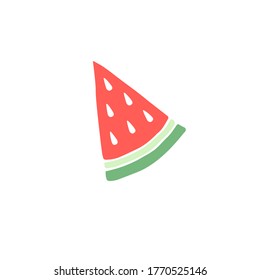 Vector color hand drawn doodle sketch watermelon slice isolated on white background