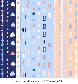 Vector color hand drawn geometric line seamless pattern