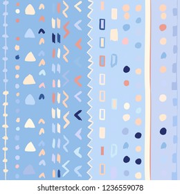 Vector color hand drawn geometric line seamless pattern