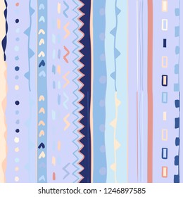 Vector color hand drawn geometric line seamless pattern