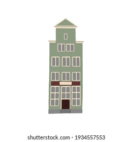 Ilustración de color vectorial a mano con una bonita casa de la ciudad vieja. Gdansk, Polonia. 