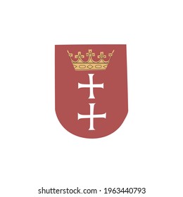 Vector color hand drawn illustration Coat of Arms of Gdansk, Poland. Isolated on white background.