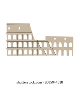 Vector Color Hand Drawn Illustration With Coliseum. Rome, Italy. Isolated On White Background