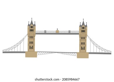 Vektorfarbige, handgezeichnete Illustration mit Tower Bridge. London, England. Einzeln auf weißem Hintergrund