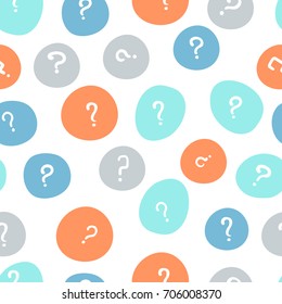 Vector color hand drawn question mark seamless pattern