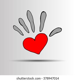 vector color hand handprint human print symbol