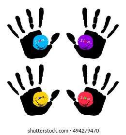 vector color hand handprint human print symbol