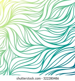 Vector color hand-drawing wave sea background. Blue abstract sea texture.