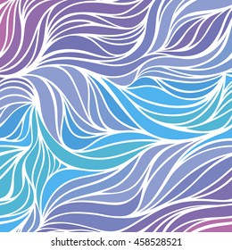 Vector color hand-drawing wave sea  background. Gradient abstract ocean texture.