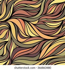 Vector color hand-drawing wave sunny background. Gradient abstract floral texture.