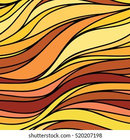 Vector color hand-drawing wave sunny background. Gradient abstract fire autumn texture.
