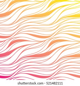 Vector color hand-drawing wave sunny background. Gradient abstract fire texture. Living coral.